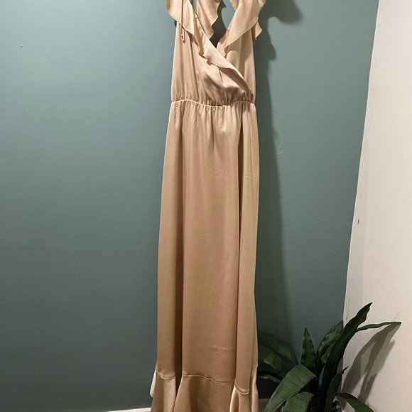 Show Me Your Mumu - Samantha Ruffle Wrap Dress - Champagne Luxe Satin Medium - Picture 4 of 8